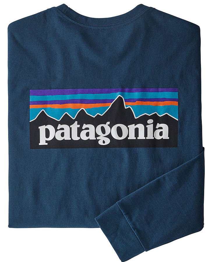 Patagonia Men's LS P-6 Logo Responsibili T-Shirt Crater Blue