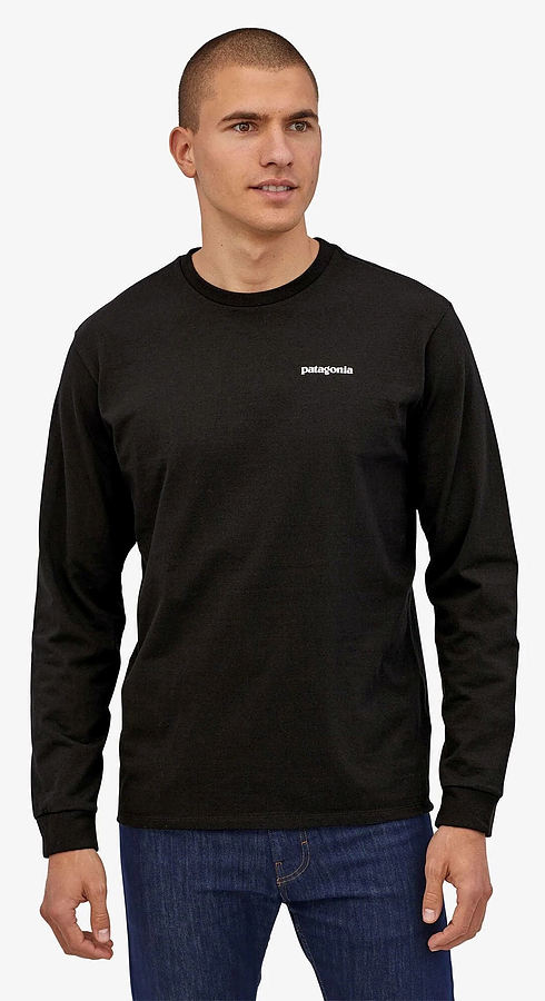 Patagonia Men's LS P-6 Logo Responsibili T-Shirt Crater Black - Image 2