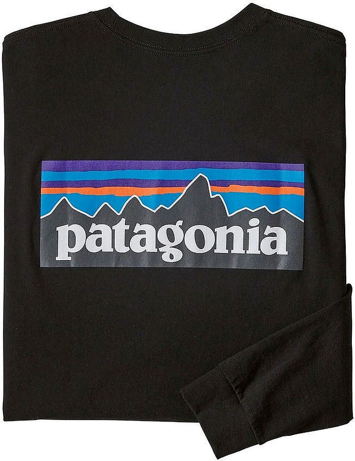 Patagonia Men's LS P-6 Logo Responsibili T-Shirt Crater Black