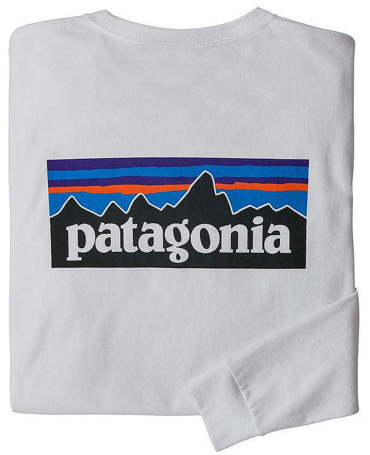 Patagonia Men's LS P-6 Logo Responsibili T-Shirt Crater White