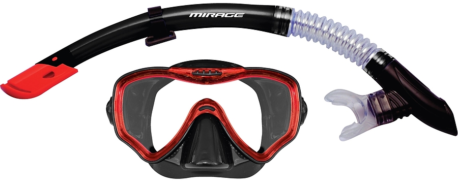 Surf Sail Australia Crystal Silicone Mask and Snorkel Set Black Red