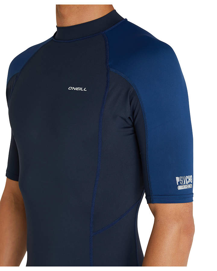 O'Neill Psycho UV Short Sleeve Rash Vest Abyss Marine - Image 3