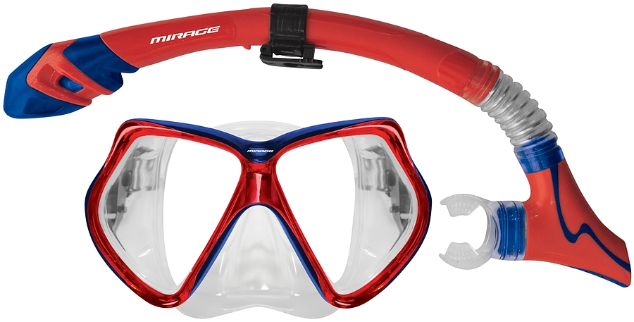 Surf Sail Australia Bermuda Dry Silicone Mask and Snorkel Set Red