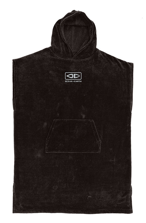 Ocean and Earth Mens Corp Hooded Poncho Black