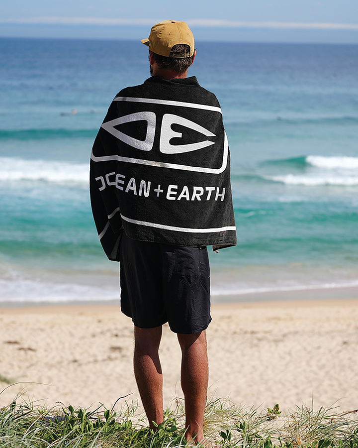 Ocean and Earth Priority Beach Towel Black - Image 2