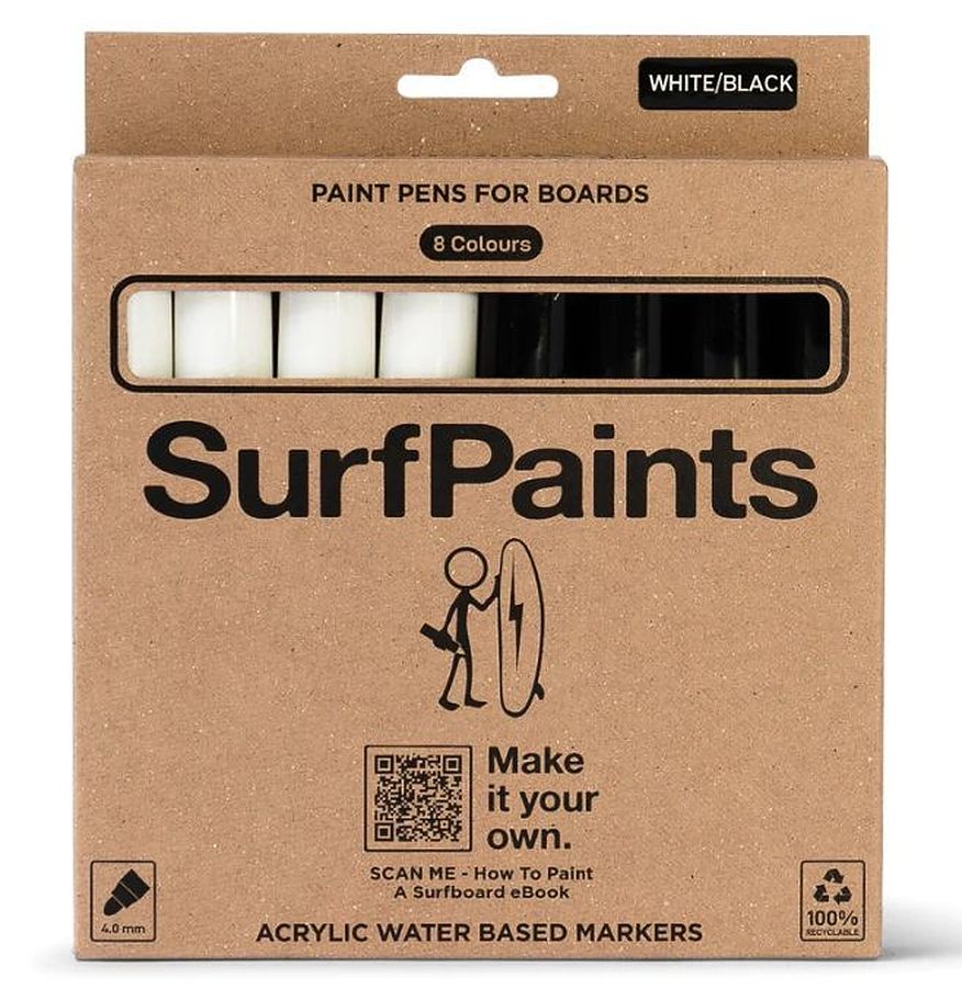 Surfpaints Surfboard Black and White Paint Pens