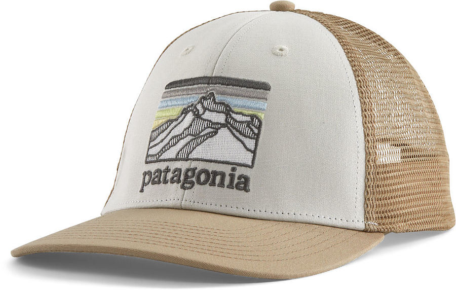 Patagonia Line Logo Ridge LoPro Trucker Cap White with Oar Tan