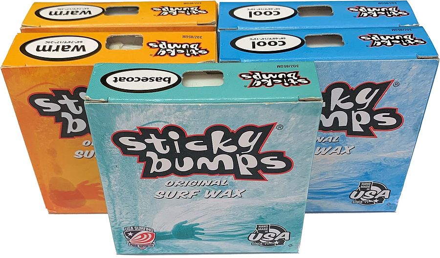 Sticky Bumps 1 Base Coat + 2 Cool + 2 Warm Water Original Surf Wax 5 Pack
