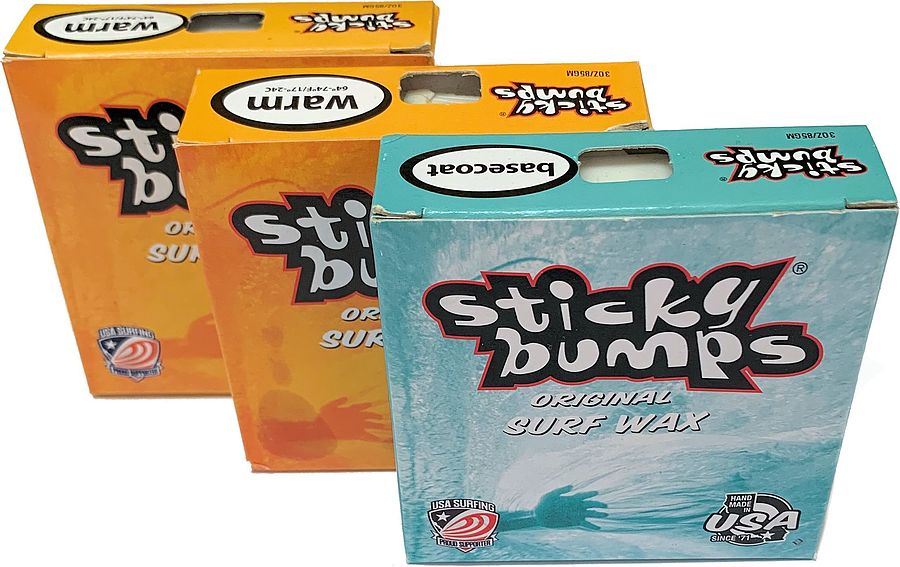 Sticky Bumps 1 Base Coat + 2 Warm Water Original Surf Wax 3 Pack