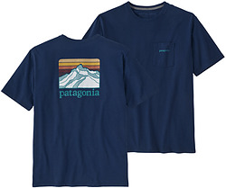 more on Patagonia Men's Line Logo Ridge Pocket Responsible Tee Lagom Blue
