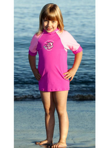 Girls Rash Shirts - Pink with Light Pink Sleeves - Image 1