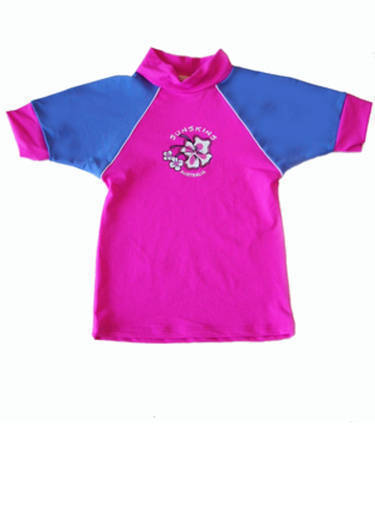 Girls Rash Shirts - Pink with Lilac Sleeves - Image 1