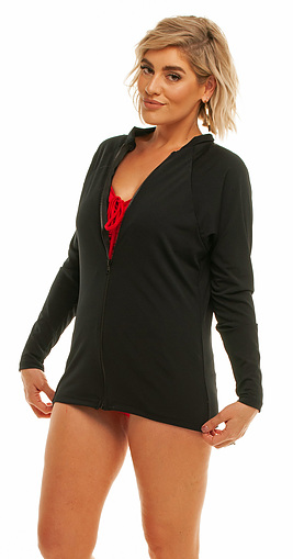 Zip Long Sleeve Rash  - Black Chlorine Resist 50+ S - XL - Image 2
