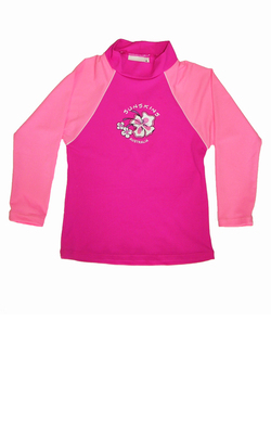 Girls Long sleeve rash shirt - Pink with Light Pink Sleeves