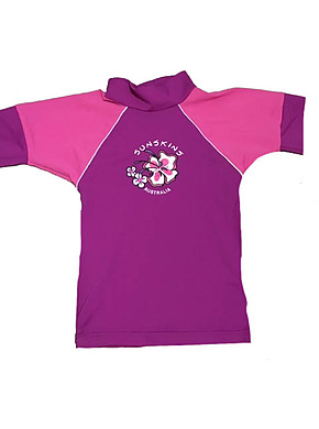 Toddler Girls Rash Shirts - Chlorine Resist Pink with Light Pink Sleeves