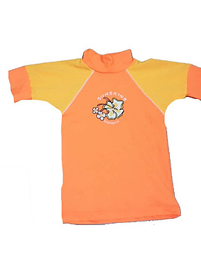Girls Rash Shirts - Chlorine Resist Orange Yellow Sleeves
