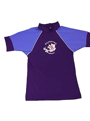Toddler Girls Rash Shirts - Chlorine Resist Violet with Lilac Sleeves